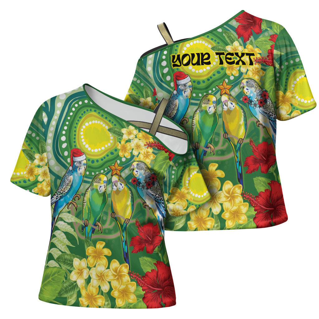 Australia Budgerigars Parakeets Personalised Cross Shoulder Shirt Cute Budgies Santa Tropical Flowers