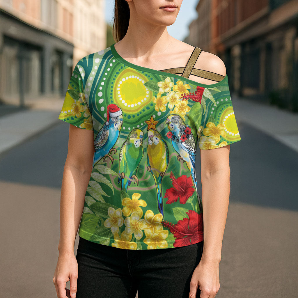 Australia Budgerigars Parakeets Personalised Cross Shoulder Shirt Cute Budgies Santa Tropical Flowers