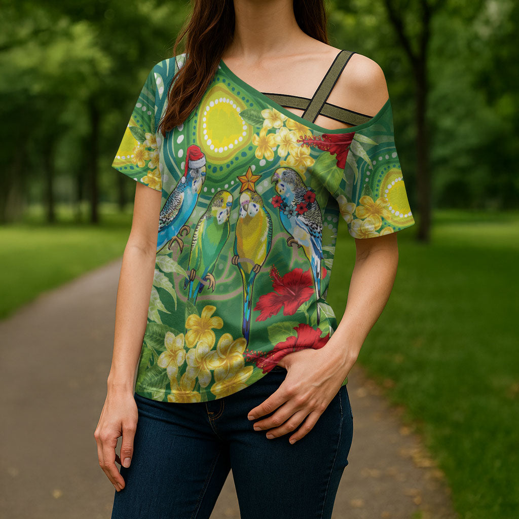 Australia Budgerigars Parakeets Personalised Cross Shoulder Shirt Cute Budgies Santa Tropical Flowers
