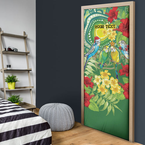 Australia Budgerigars Parakeets Personalised Door Cover Cute Budgies Santa Tropical Flowers