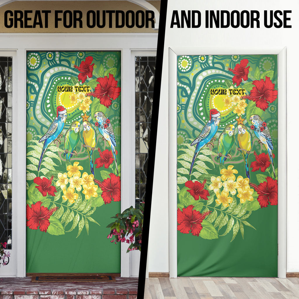 Australia Budgerigars Parakeets Personalised Door Cover Cute Budgies Santa Tropical Flowers