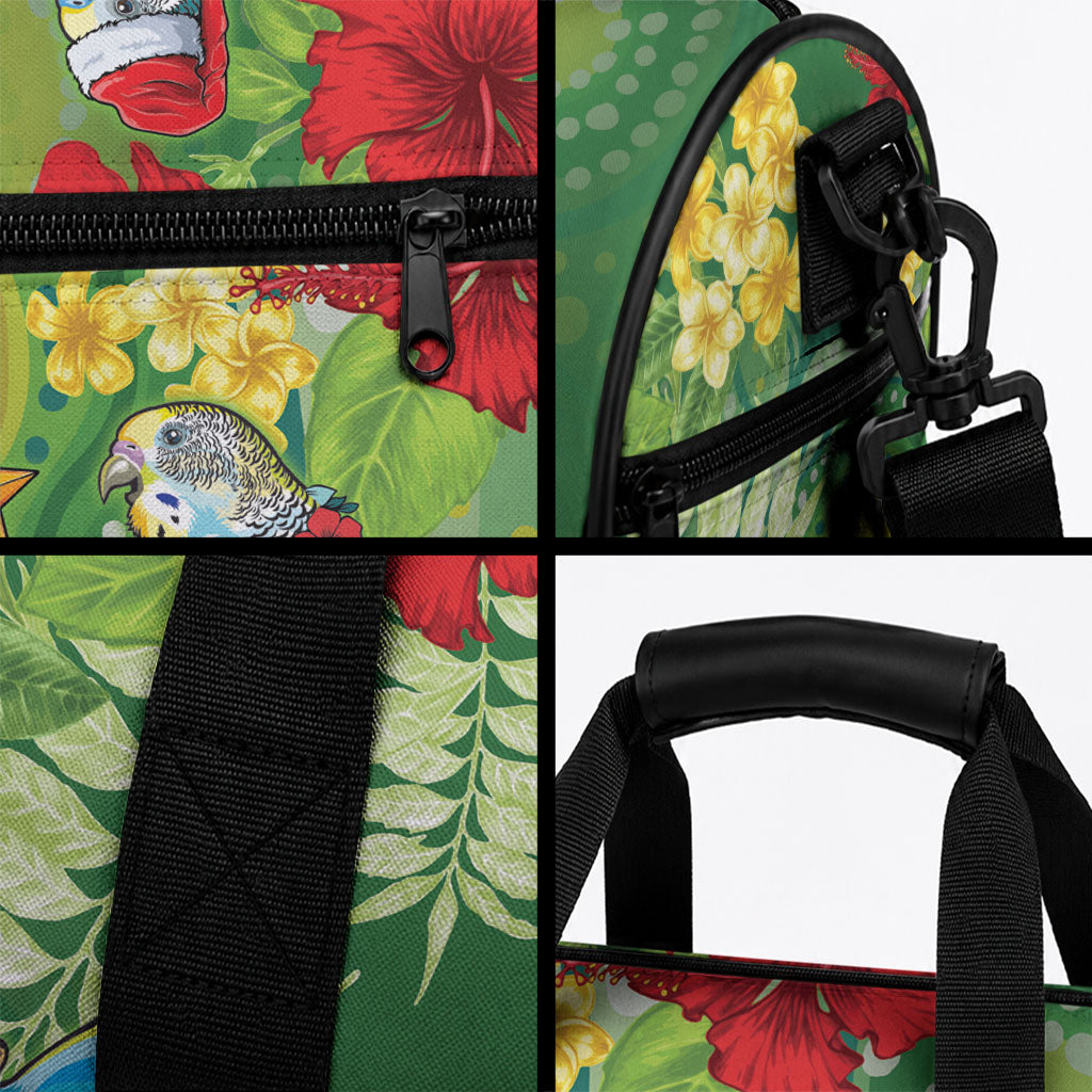 Australia Budgerigars Parakeets Personalised Duffle Bag Cute Budgies Santa Tropical Flowers