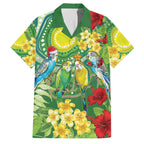 Australia Budgerigars Parakeets Personalised Family Matching Off The Shoulder Long Sleeve Dress and Hawaiian Shirt Cute Budgies Santa Tropical Flowers
