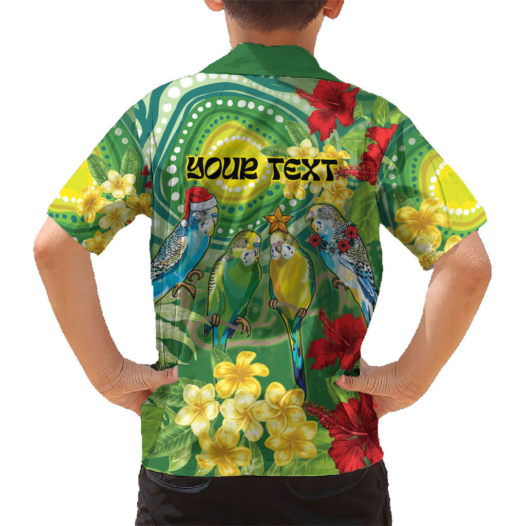 Australia Budgerigars Parakeets Personalised Family Matching Off Shoulder Maxi Dress and Hawaiian Shirt Cute Budgies Santa Tropical Flowers