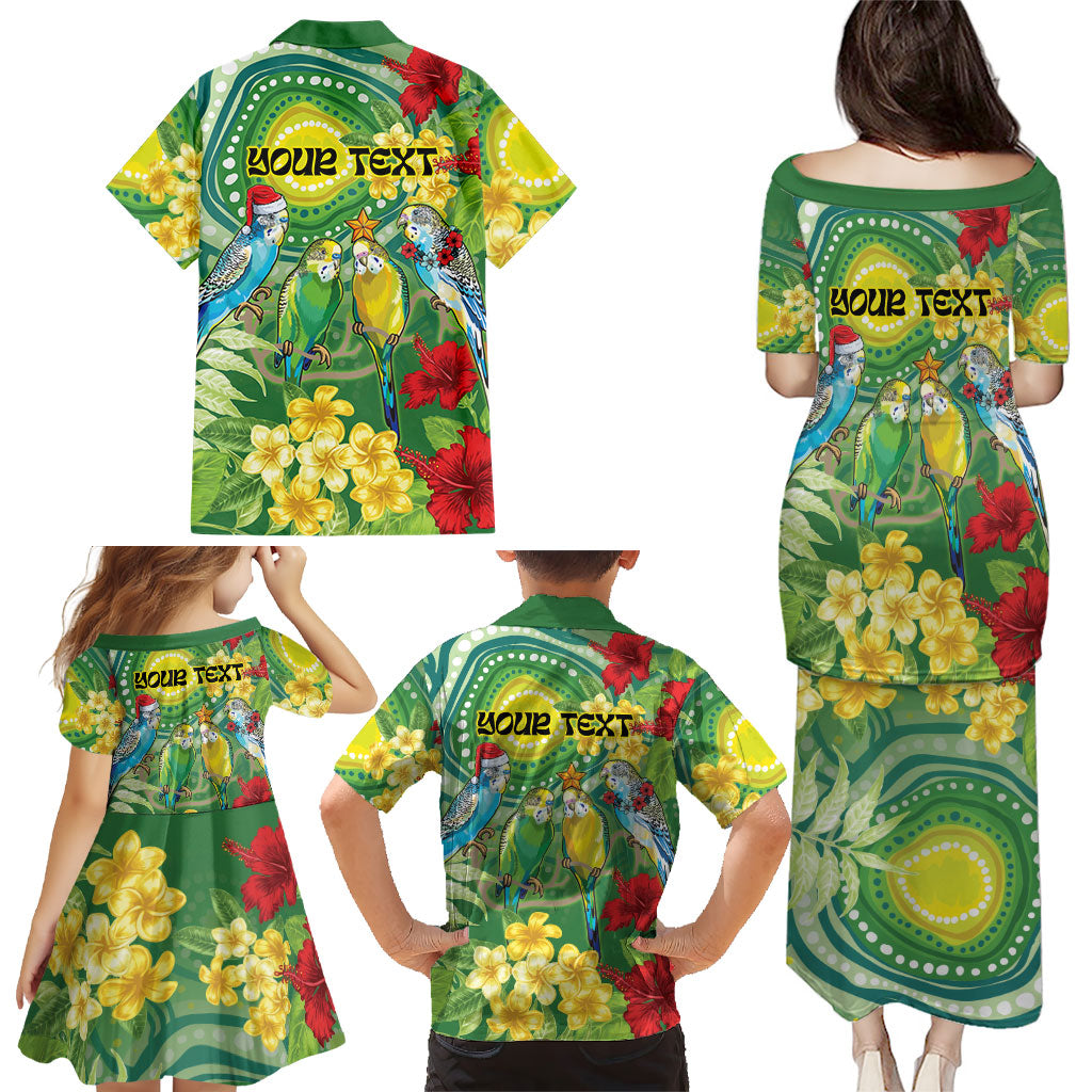 Australia Budgerigars Parakeets Personalised Family Matching Puletasi and Hawaiian Shirt Cute Budgies Santa Tropical Flowers