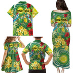 Australia Budgerigars Parakeets Personalised Family Matching Puletasi and Hawaiian Shirt Cute Budgies Santa Tropical Flowers