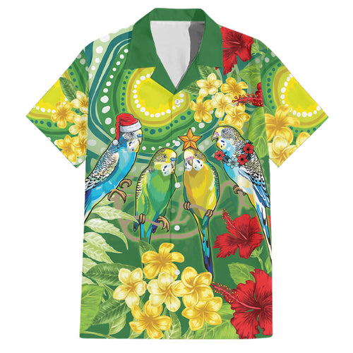 Australia Budgerigars Parakeets Personalised Family Matching Puletasi and Hawaiian Shirt Cute Budgies Santa Tropical Flowers