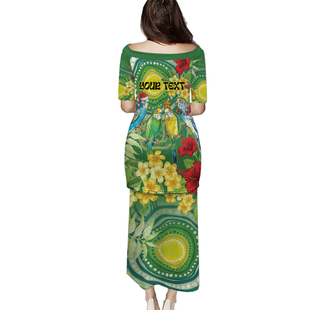 Australia Budgerigars Parakeets Personalised Family Matching Puletasi and Hawaiian Shirt Cute Budgies Santa Tropical Flowers