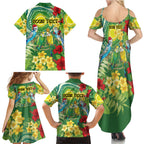 Australia Budgerigars Parakeets Personalised Family Matching Summer Maxi Dress and Hawaiian Shirt Cute Budgies Santa Tropical Flowers
