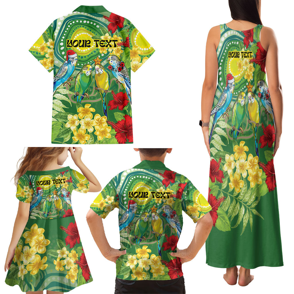 Australia Budgerigars Parakeets Personalised Family Matching Tank Maxi Dress and Hawaiian Shirt Cute Budgies Santa Tropical Flowers
