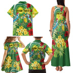 Australia Budgerigars Parakeets Personalised Family Matching Tank Maxi Dress and Hawaiian Shirt Cute Budgies Santa Tropical Flowers