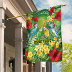 Australia Budgerigars Parakeets Personalised Garden Flag Cute Budgies Santa Tropical Flowers