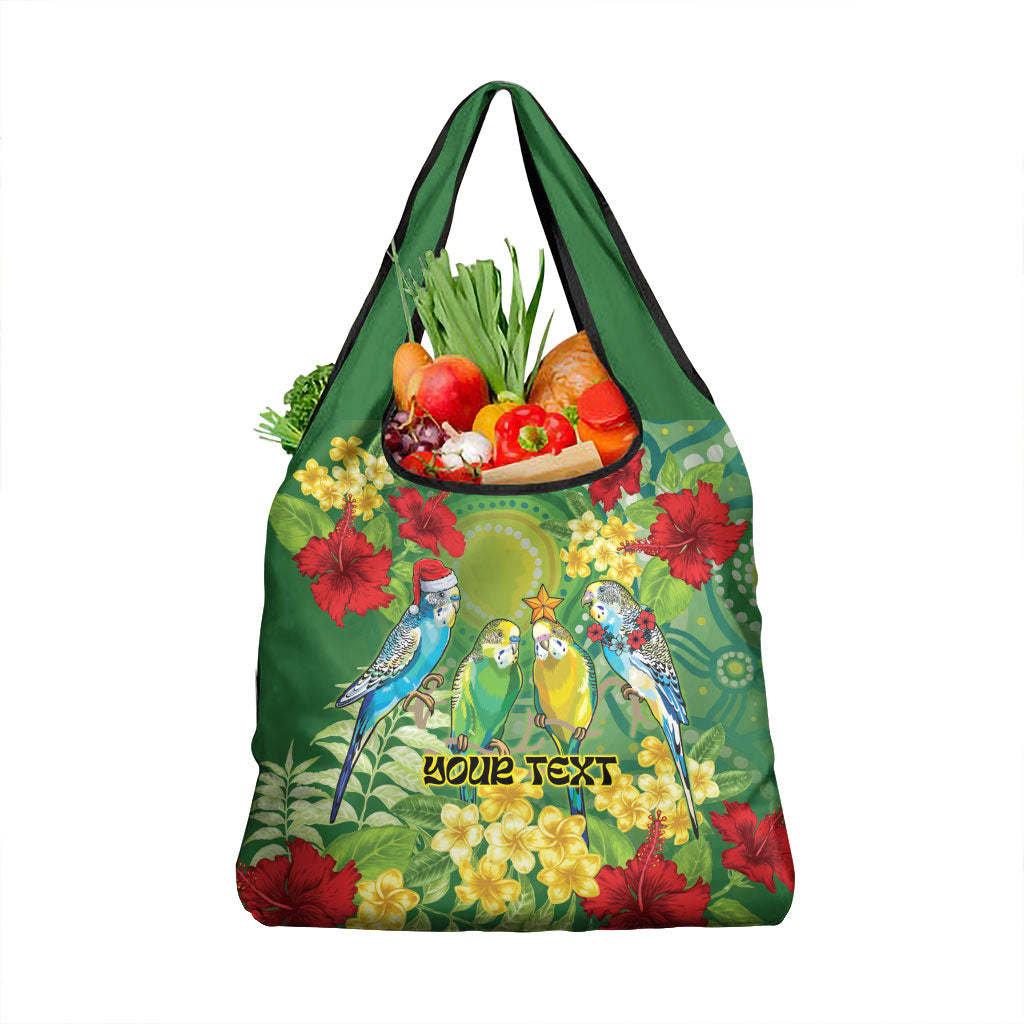 Australia Budgerigars Parakeets Personalised Grocery Bag Cute Budgies Santa Tropical Flowers