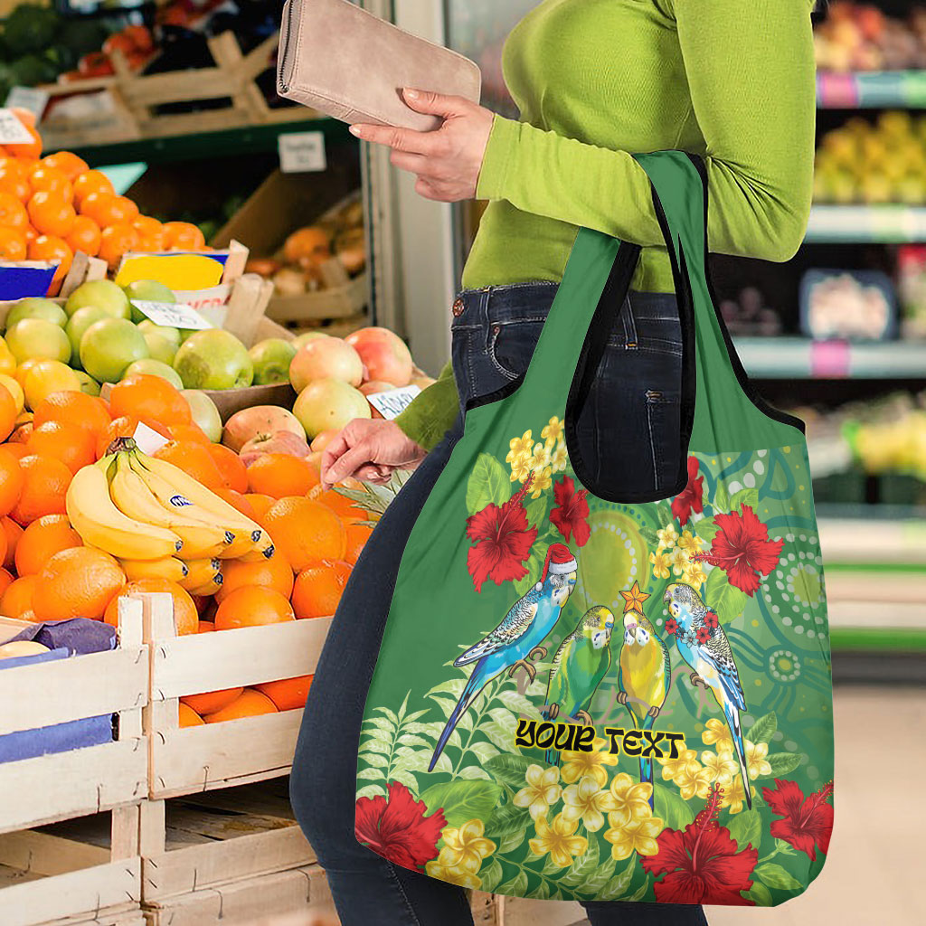 Australia Budgerigars Parakeets Personalised Grocery Bag Cute Budgies Santa Tropical Flowers
