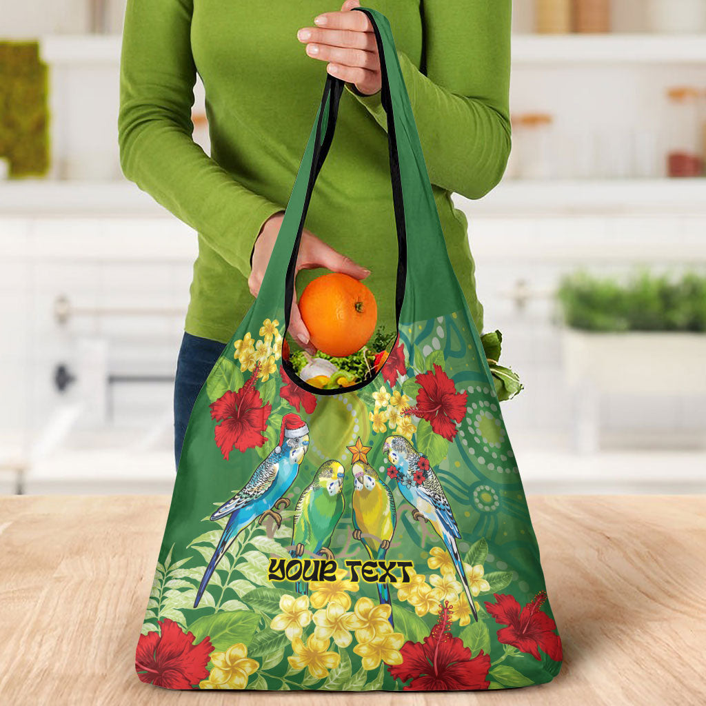 Australia Budgerigars Parakeets Personalised Grocery Bag Cute Budgies Santa Tropical Flowers