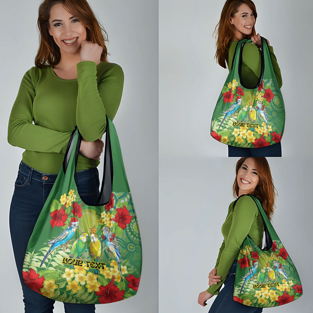 Australia Budgerigars Parakeets Personalised Grocery Bag Cute Budgies Santa Tropical Flowers