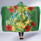 Australia Budgerigars Parakeets Personalised Hooded Blanket Cute Budgies Santa Tropical Flowers