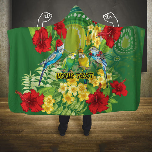Australia Budgerigars Parakeets Personalised Hooded Blanket Cute Budgies Santa Tropical Flowers
