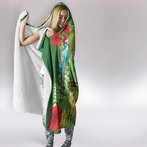 Australia Budgerigars Parakeets Personalised Hooded Blanket Cute Budgies Santa Tropical Flowers