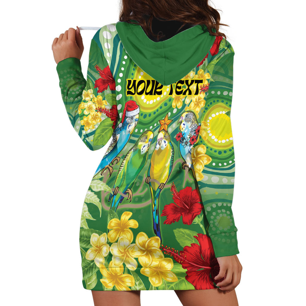 Australia Budgerigars Parakeets Personalised Hoodie Dress Cute Budgies Santa Tropical Flowers