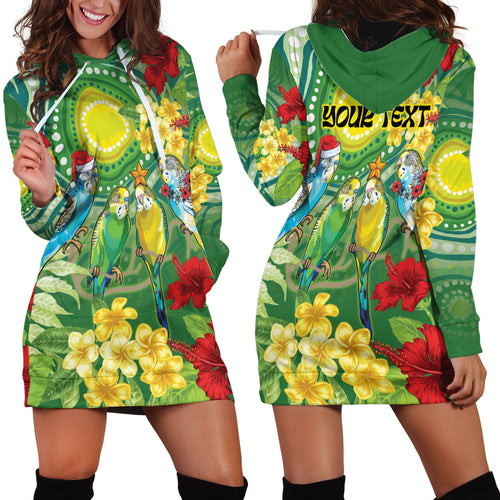 Australia Budgerigars Parakeets Personalised Hoodie Dress Cute Budgies Santa Tropical Flowers