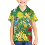Australia Budgerigars Parakeets Personalised Kid Hawaiian Shirt Cute Budgies Santa Tropical Flowers