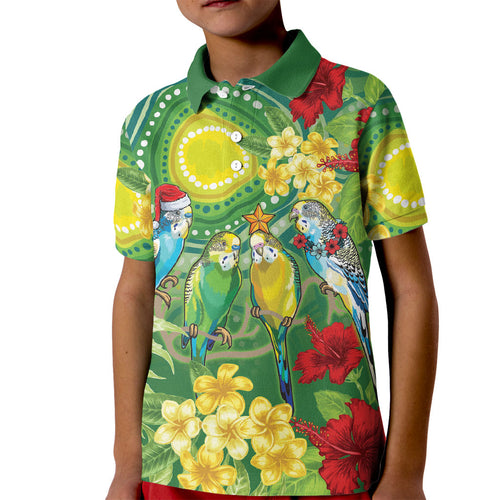Australia Budgerigars Parakeets Personalised Kid Polo Shirt Cute Budgies Santa Tropical Flowers