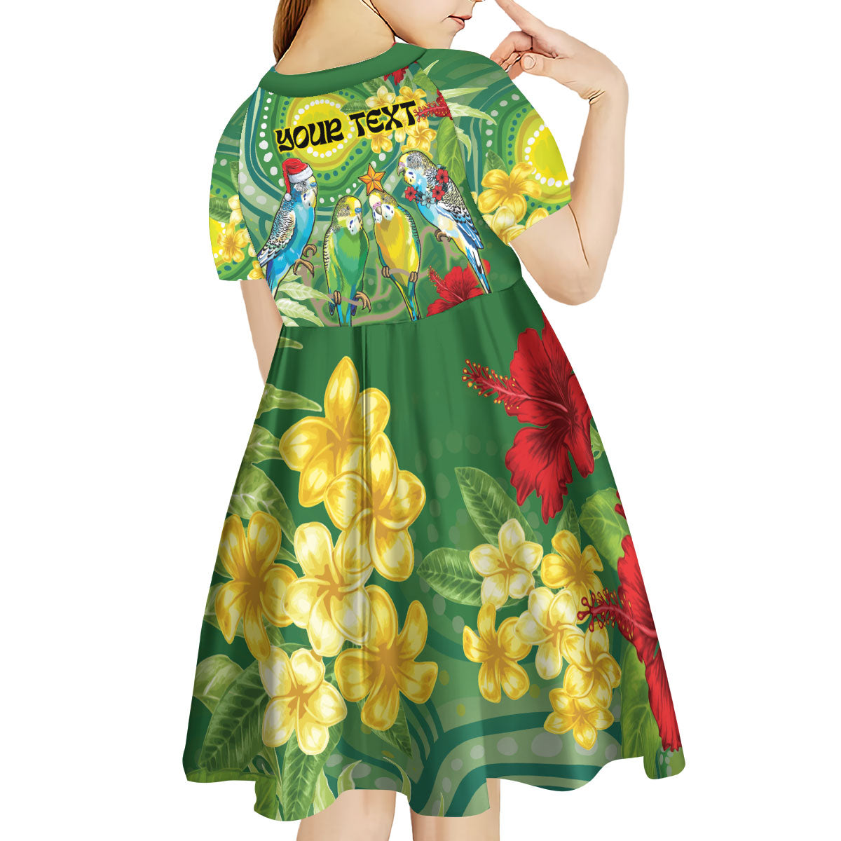 Australia Budgerigars Parakeets Personalised Kid Short Sleeve Dress Cute Budgies Santa Tropical Flowers