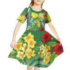 Australia Budgerigars Parakeets Personalised Kid Short Sleeve Dress Cute Budgies Santa Tropical Flowers
