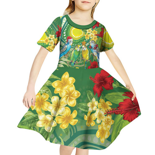 Australia Budgerigars Parakeets Personalised Kid Short Sleeve Dress Cute Budgies Santa Tropical Flowers