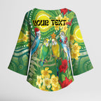 Australia Budgerigars Parakeets Personalised Kimono Sleeve Blouse Cute Budgies Santa Tropical Flowers