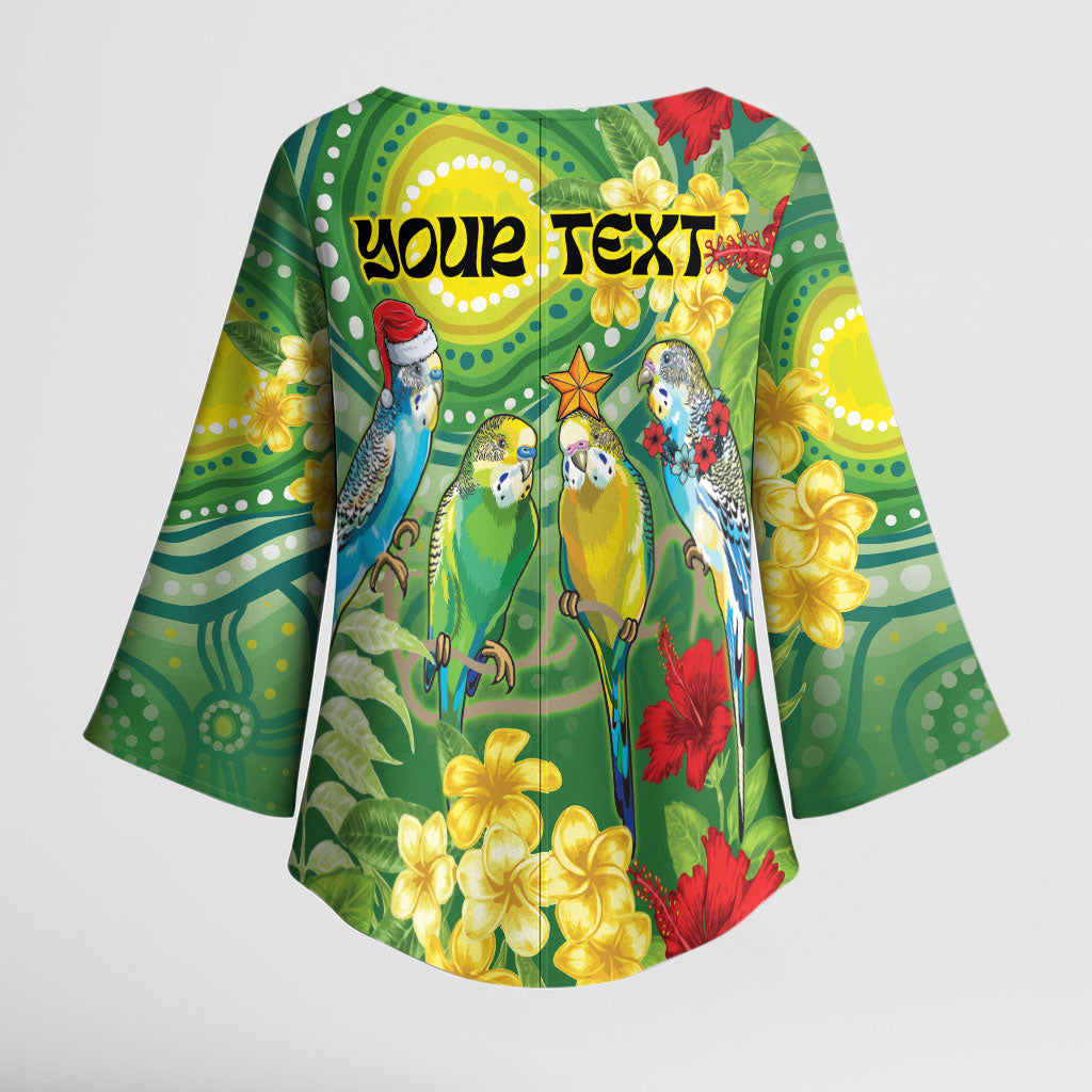 Australia Budgerigars Parakeets Personalised Kimono Sleeve Blouse Cute Budgies Santa Tropical Flowers