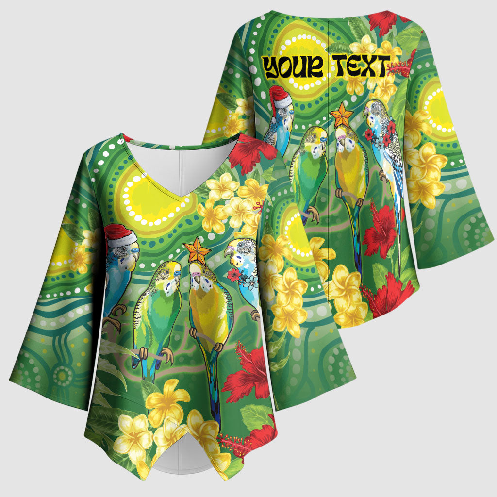 Australia Budgerigars Parakeets Personalised Kimono Sleeve Blouse Cute Budgies Santa Tropical Flowers