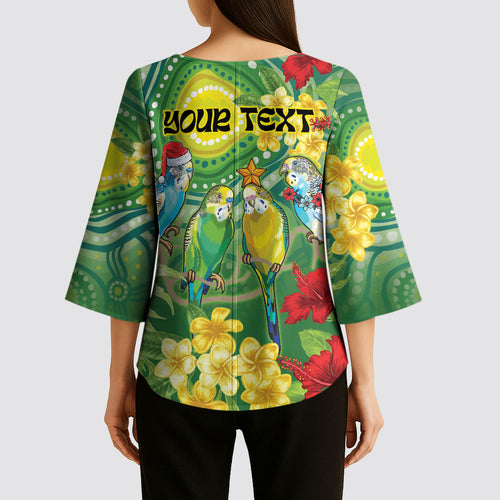 Australia Budgerigars Parakeets Personalised Kimono Sleeve Blouse Cute Budgies Santa Tropical Flowers