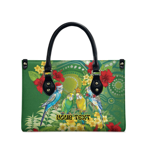Australia Budgerigars Parakeets Personalised Leather Bag Cute Budgies Santa Tropical Flowers