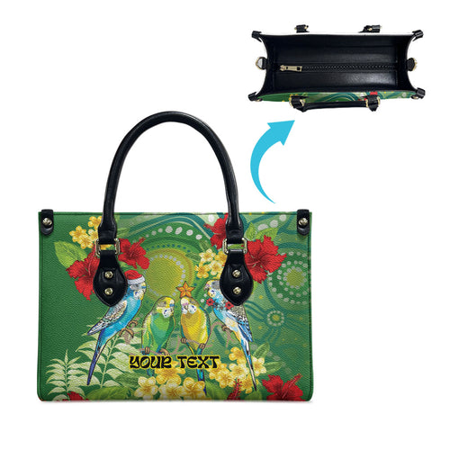 Australia Budgerigars Parakeets Personalised Leather Bag Cute Budgies Santa Tropical Flowers
