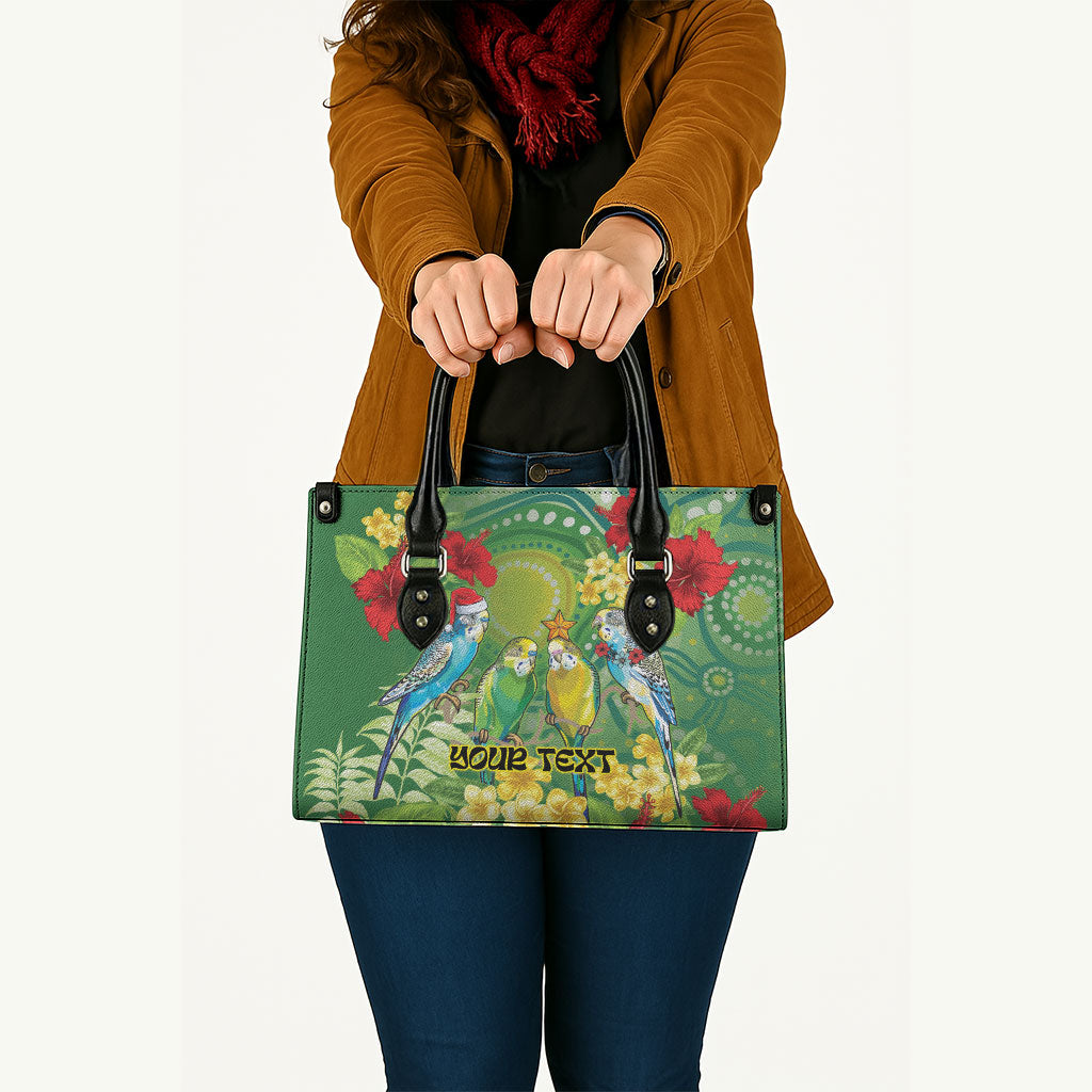 Australia Budgerigars Parakeets Personalised Leather Bag Cute Budgies Santa Tropical Flowers