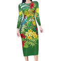 Australia Budgerigars Parakeets Personalised Long Sleeve Bodycon Dress Cute Budgies Santa Tropical Flowers