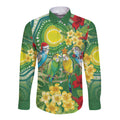 Australia Budgerigars Parakeets Personalised Long Sleeve Button Shirt Cute Budgies Santa Tropical Flowers