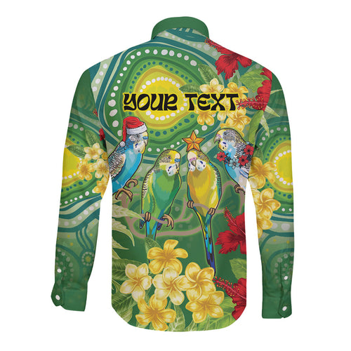 Australia Budgerigars Parakeets Personalised Long Sleeve Button Shirt Cute Budgies Santa Tropical Flowers