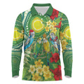 Australia Budgerigars Parakeets Personalised Long Sleeve Polo Shirt Cute Budgies Santa Tropical Flowers
