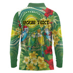 Australia Budgerigars Parakeets Personalised Long Sleeve Polo Shirt Cute Budgies Santa Tropical Flowers