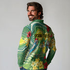 Australia Budgerigars Parakeets Personalised Long Sleeve Polo Shirt Cute Budgies Santa Tropical Flowers