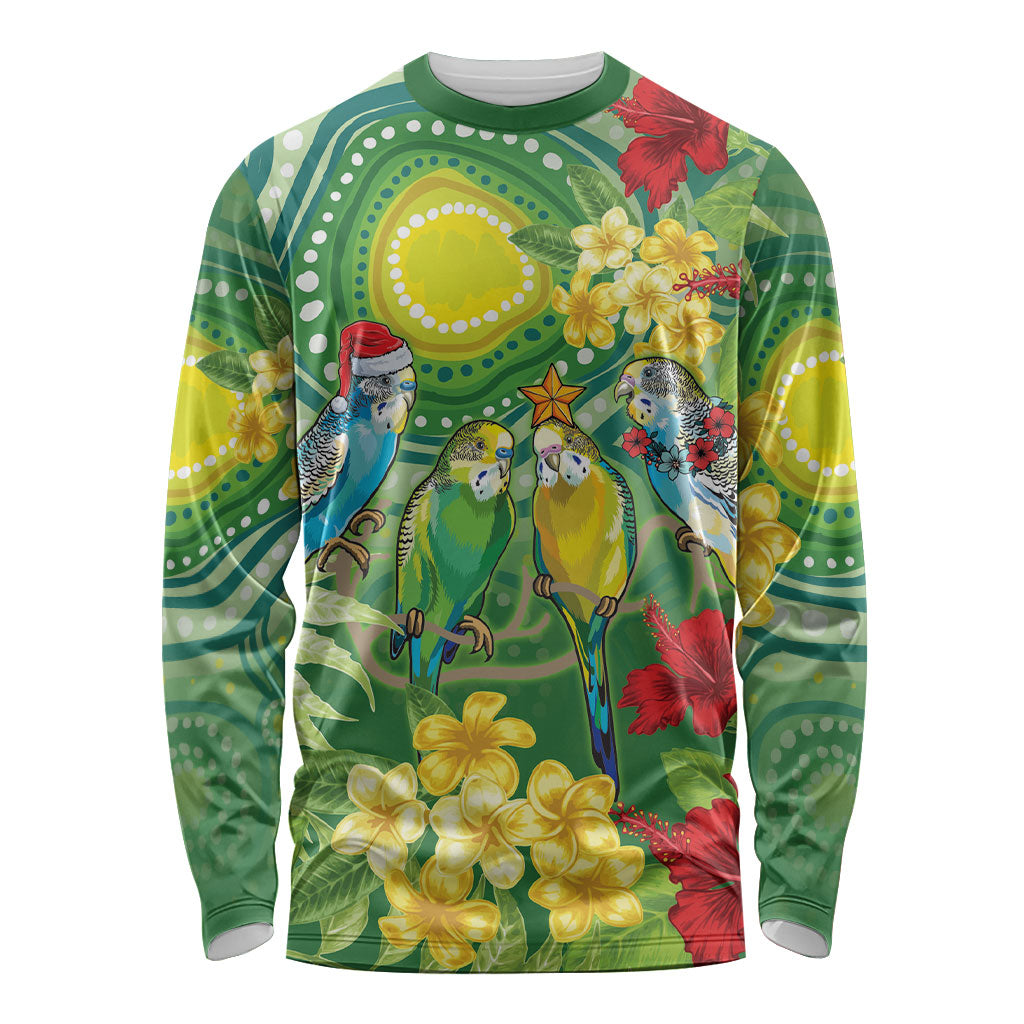 Australia Budgerigars Parakeets Personalised Long Sleeve Shirt Cute Budgies Santa Tropical Flowers
