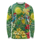 Australia Budgerigars Parakeets Personalised Long Sleeve Shirt Cute Budgies Santa Tropical Flowers