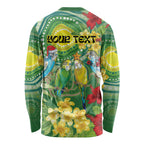 Australia Budgerigars Parakeets Personalised Long Sleeve Shirt Cute Budgies Santa Tropical Flowers