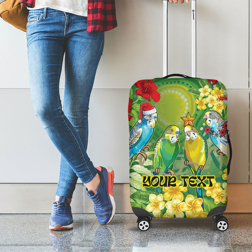 Australia Budgerigars Parakeets Personalised Luggage Cover Cute Budgies Santa Tropical Flowers