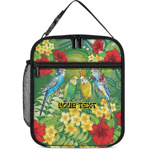 Australia Budgerigars Parakeets Personalised Lunch Bag Cute Budgies Santa Tropical Flowers
