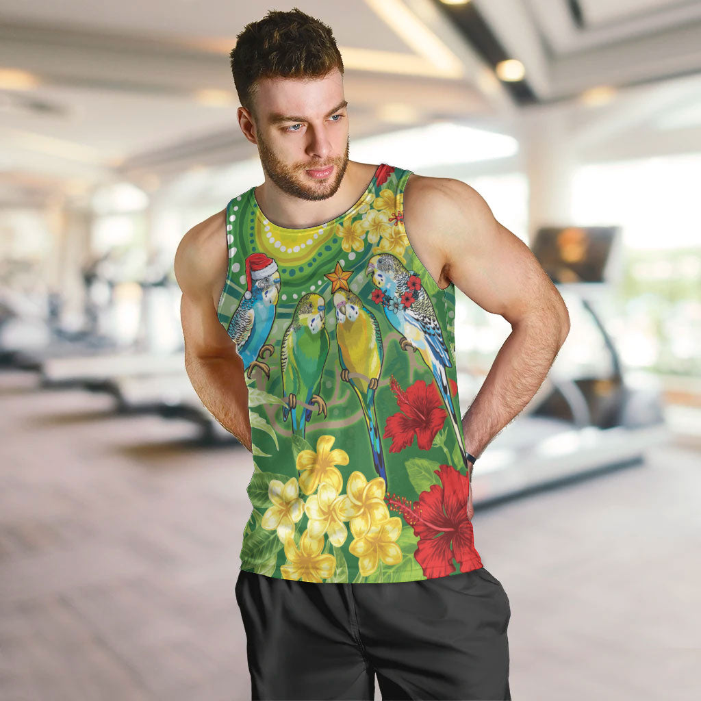 Australia Budgerigars Parakeets Personalised Men Tank Top Cute Budgies Santa Tropical Flowers