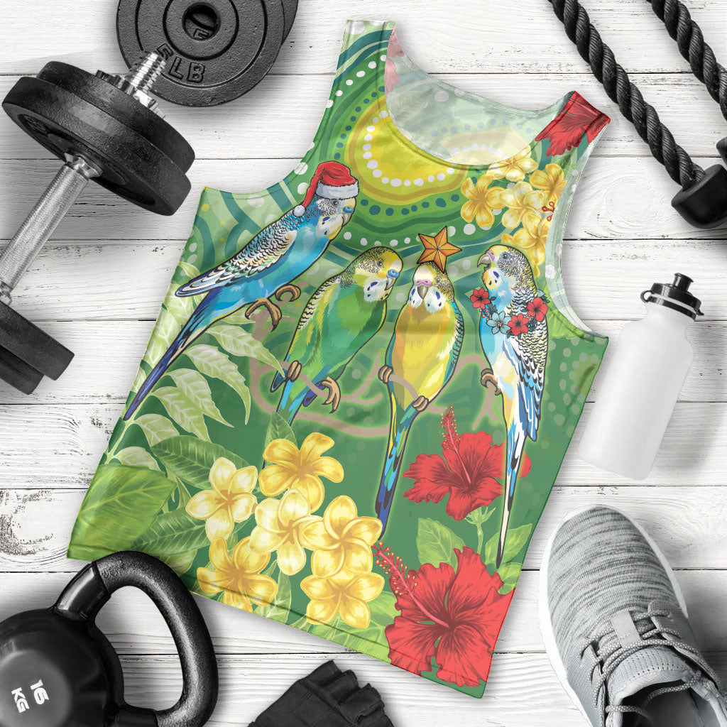 Australia Budgerigars Parakeets Personalised Men Tank Top Cute Budgies Santa Tropical Flowers